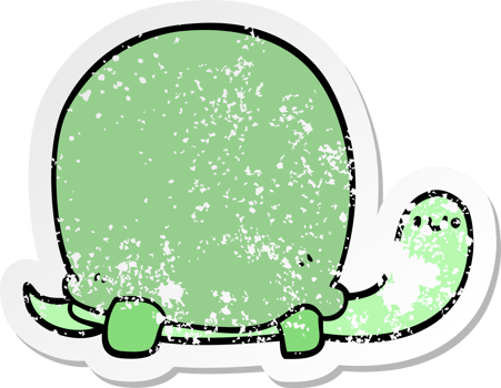distressed sticker of a cute cartoon tortoise png