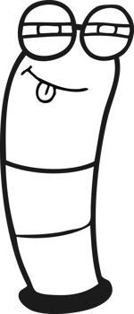 drawn black and white cartoon worm png