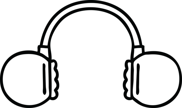 line drawing cartoon of a retro headset png