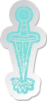 distressed old cartoon sticker of a small dagger png