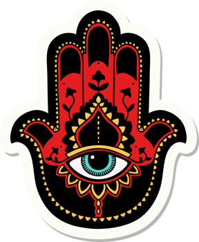 sticker of tattoo in traditional style of a hamza png