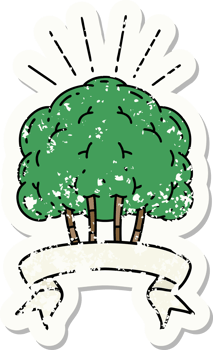 worn old sticker of a tattoo style tree png