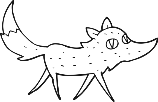 drawn black and white cartoon little wolf png