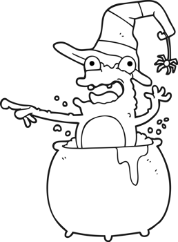 drawn black and white cartoon halloween toad png