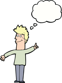 cartoon man with idea with thought bubble png