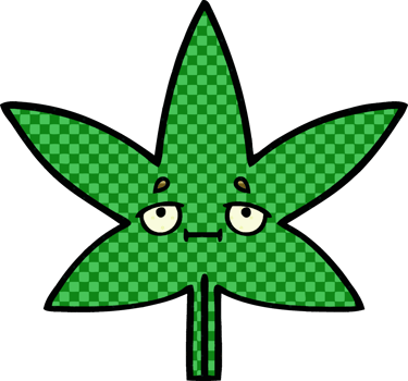 comic book style cartoon of a marijuana leaf png