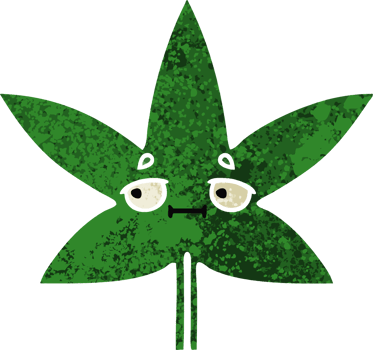 retro illustration style cartoon of a marijuana leaf png