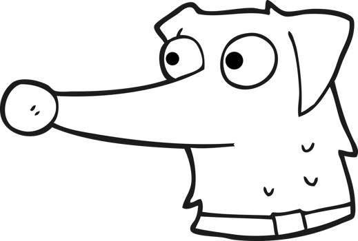 hand drawn black and white cartoon dog with collar png
