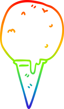rainbow gradient line drawing of a cartoon ice cream cone png