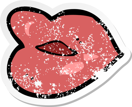 retro distressed sticker of a cartoon lips drawing png