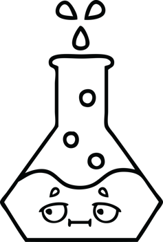 line drawing cartoon of a science beaker png
