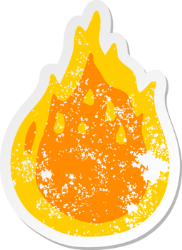 distressed sticker of a cartoon fire png
