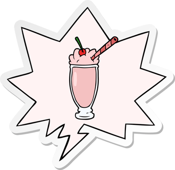 cartoon milkshake with speech bubble sticker png