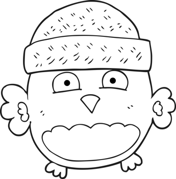 hand drawn black and white cartoon cute owl png