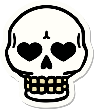 sticker of tattoo in traditional style of a skull png