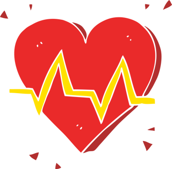 flat color illustration of heart rate png