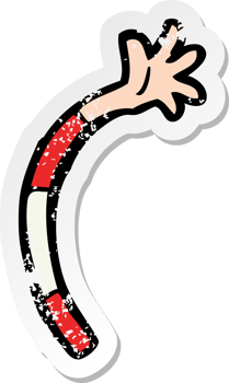 retro distressed sticker of a cartoon arm drawing png