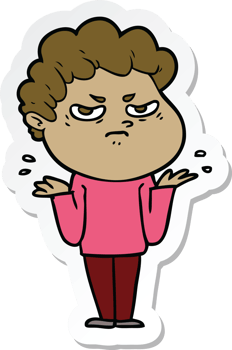 sticker of a cartoon angry man png