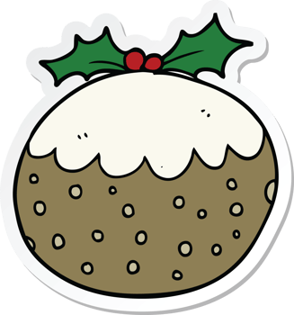 sticker of a cartoon christmas pudding png