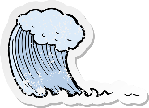 retro distressed sticker of a cartoon wave png