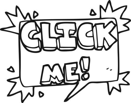 hand drawn black and white cartoon click me symbol png