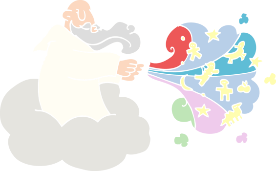 cartoon doodle god on cloud png