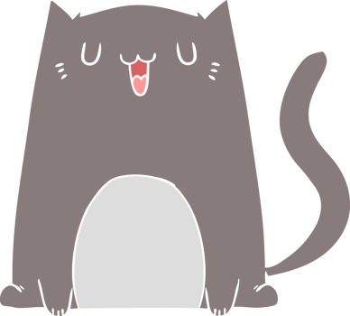 funny flat color style cartoon cat png