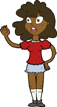 cartoon worried woman waving png