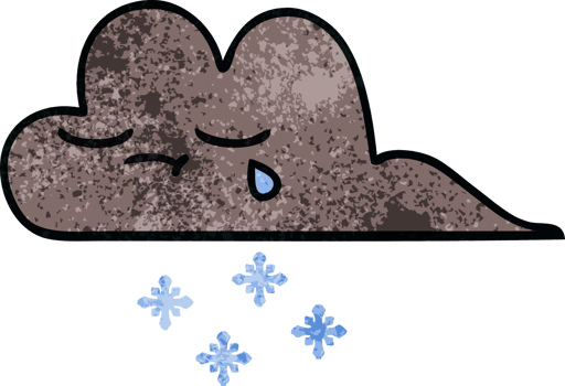 retro grunge texture cartoon of a storm snow cloud png