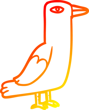 warm gradient line drawing of a Cartoon bird png