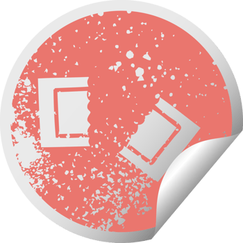 distressed circular peeling sticker symbol of a cinema ticket png