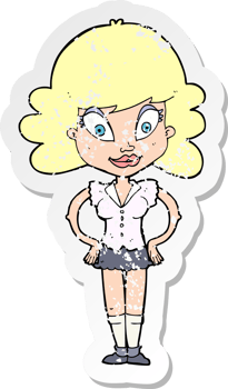 retro distressed sticker of a cartoon pretty woman png