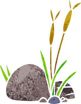 hand drawn retro cartoon doodle of stone and pebbles png
