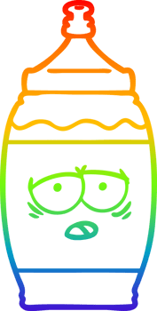 rainbow gradient line drawing of a cartoon sports drink png