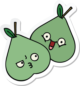 sticker of a cute cartoon green pears png
