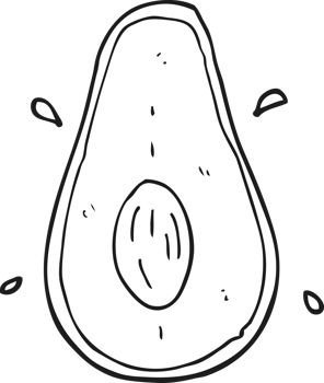 drawn black and white cartoon avocado png