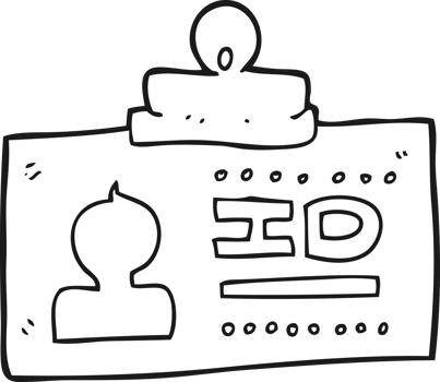drawn black and white cartoon ID badge png
