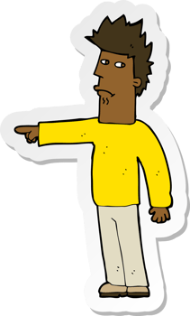 sticker of a cartoon man pointing png