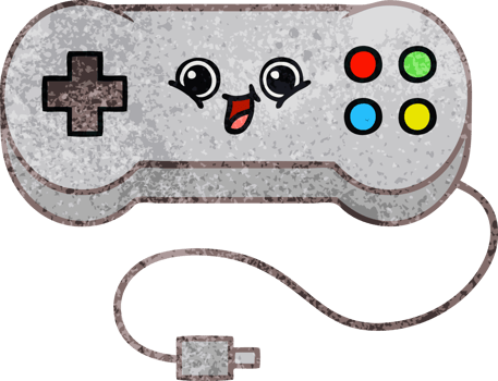 retro grunge texture cartoon of a game controller png