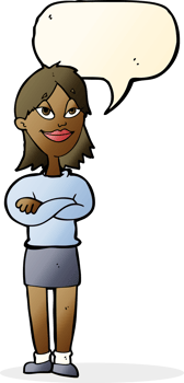 cartoon proud woman with speech bubble png