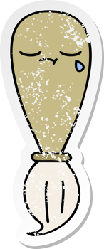 distressed sticker of a cute cartoon paint brush png