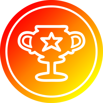 trophy cup circular icon with warm gradient finish png