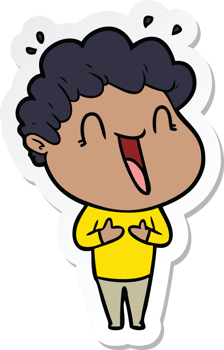 sticker of a cartoon happy man laughing png