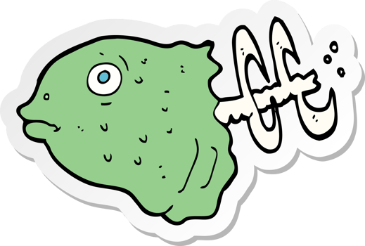sticker of a cartoon fish head png
