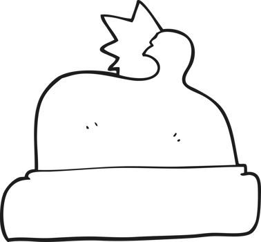 drawn black and white cartoon christmas hat png