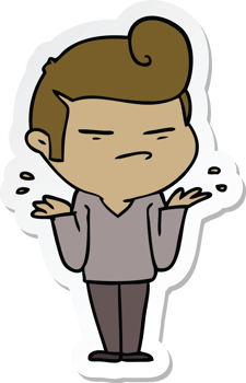 sticker of a cartoon cool guy with fashion hair cut png