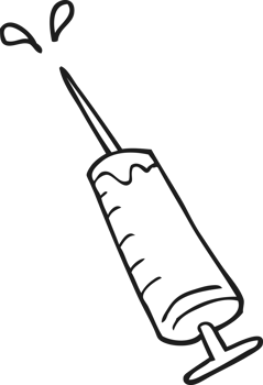 drawn black and white cartoon medical needle png