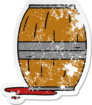 hand drawn distressed sticker cartoon doodle of a wine barrel png