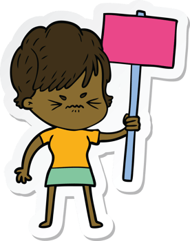 sticker of a cartoon frustrated woman png