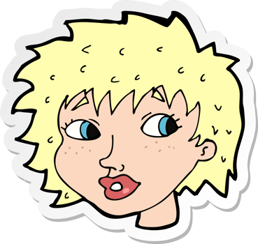sticker of a cartoon surprised woman png